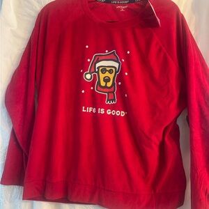 Life Is Good Men's Red Long Sleeve Tee -velour